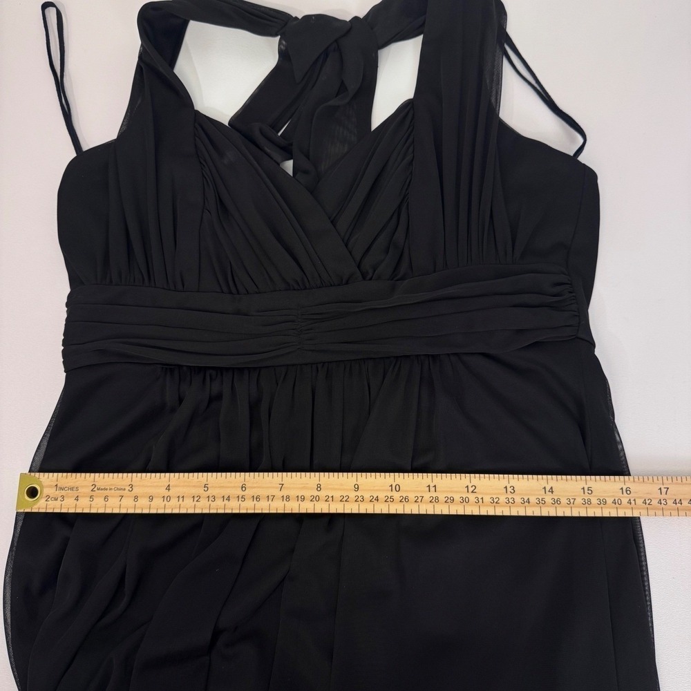 VTG DOLLAR Black Halter Neck Ruched Waist Empire Waist Maxi Dress Large USA - Picture 7 of 11